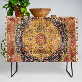 Indian Boho III // 16th Century Distressed Red Green Blue Flowery Colorful Ornate Rug Pattern Credenza