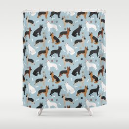 German Shepherd Dog Paws and Bones Pattern Shower Curtain