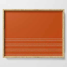 Zoe Painted Dot Stripes Minimalist Pattern in Burnt Orange and White Serving Tray