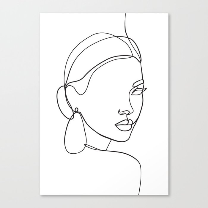 Abstract woman face line drawing Canvas Print