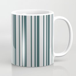 [ Thumbnail: Light Grey & Dark Slate Gray Colored Lines/Stripes Pattern Coffee Mug ]