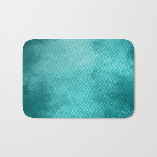 Textured limpet blue chevron pattern Bath Mat