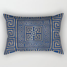 Greek Key Ornament - Greek Meander -gold on blue Rectangular Pillow