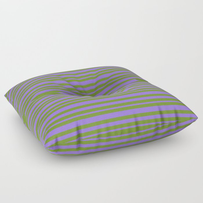 Green and Purple Colored Lines Pattern Floor Pillow