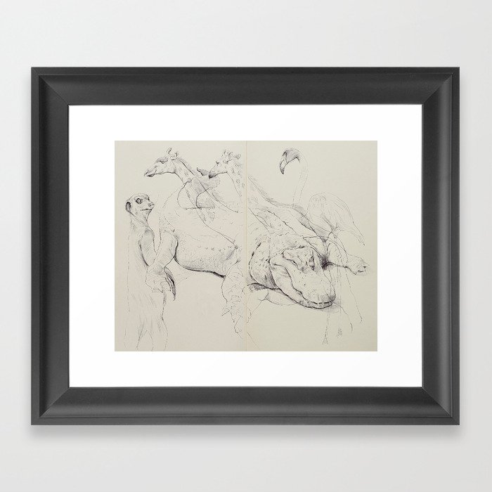Gator & Giraffe Framed Art Print