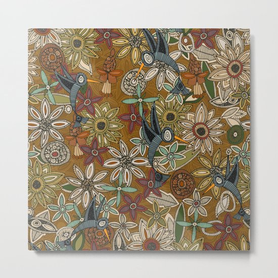 nectar bird garden gold Metal Print