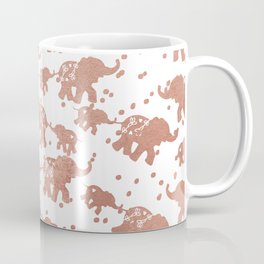 Elegant faux rose gold white polka dots cute elephants Coffee Mug