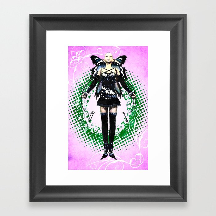 Blue Butterfly Fairy Standing Framed Art Print