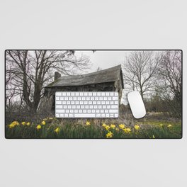 Lean Forward - Old Shack and Daffodils on Spring Day in Arkansas Desk Mat