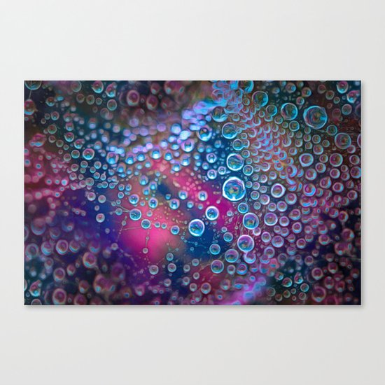 Magic iridescent colorful dew drops Canvas Print