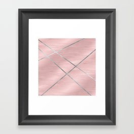 Modern Pink & Silver Line Art Framed Art Print