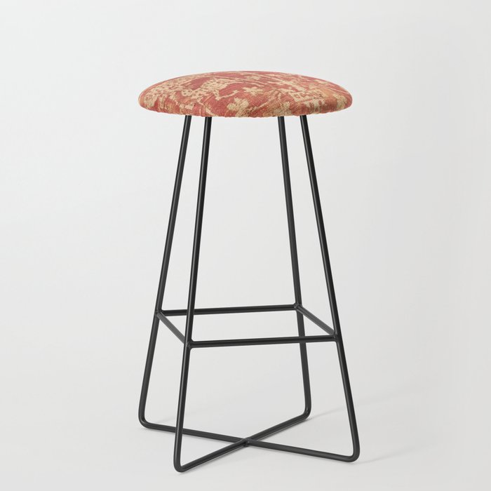 Antique Distressed Red Motif with a Deer, Fawn and Tree Bar Stool