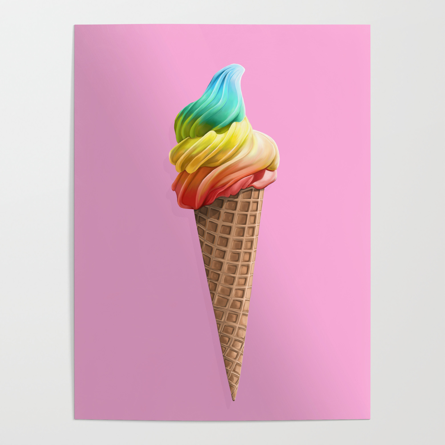 Rainbow Ice Cream Poster By Snail Made Society6
