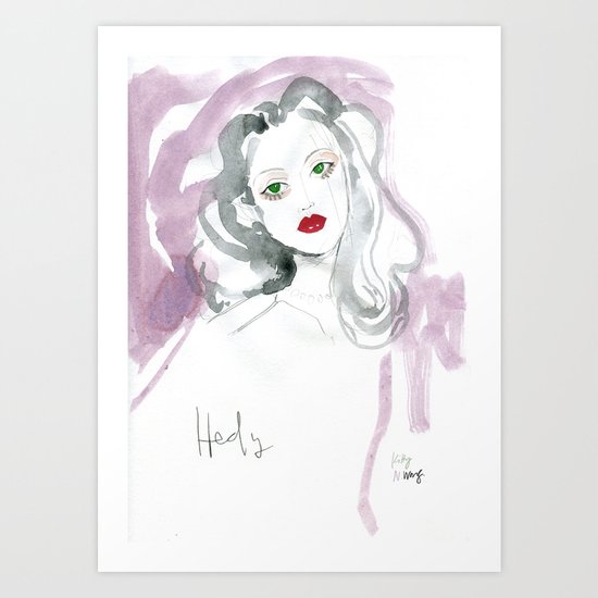 Hedy Lamarr in Watercolour Art Print