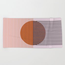 Abstraction_SUNSHINE_RED_YINYANG_BALANCE_LINE_POP_ART_0702A Beach Towel