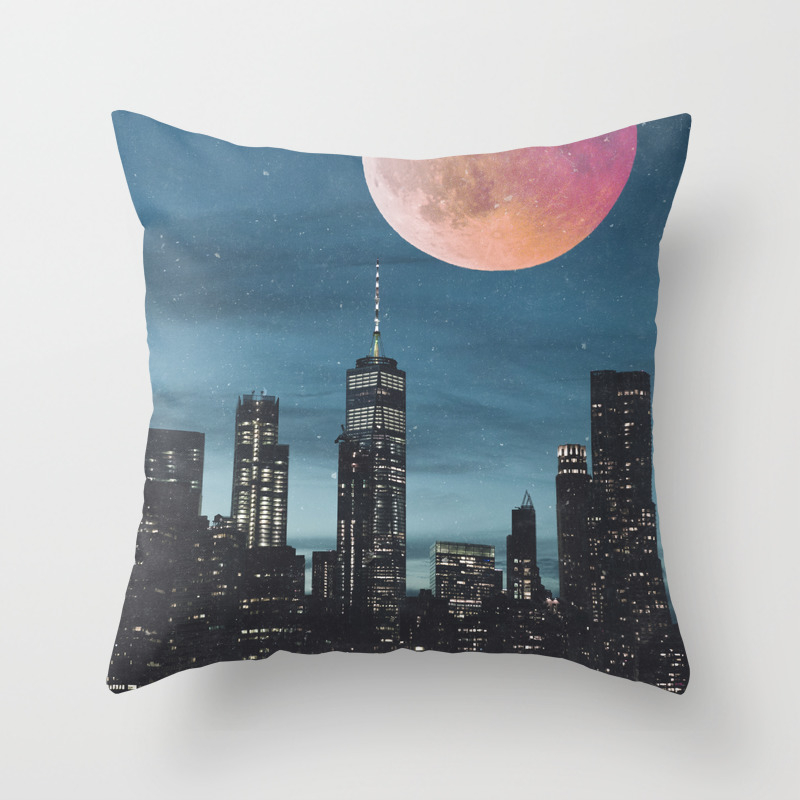 New York City Blood Moon Skyline Throw Pillow By Anthonylonder Blood Moon Skyline Throw Pillow