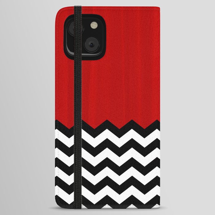 Red Black White Chevron Room w/ Curtains iPhone Wallet Case