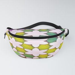 Painted Modern Daisy Pattern White Green Lavender Fanny Pack