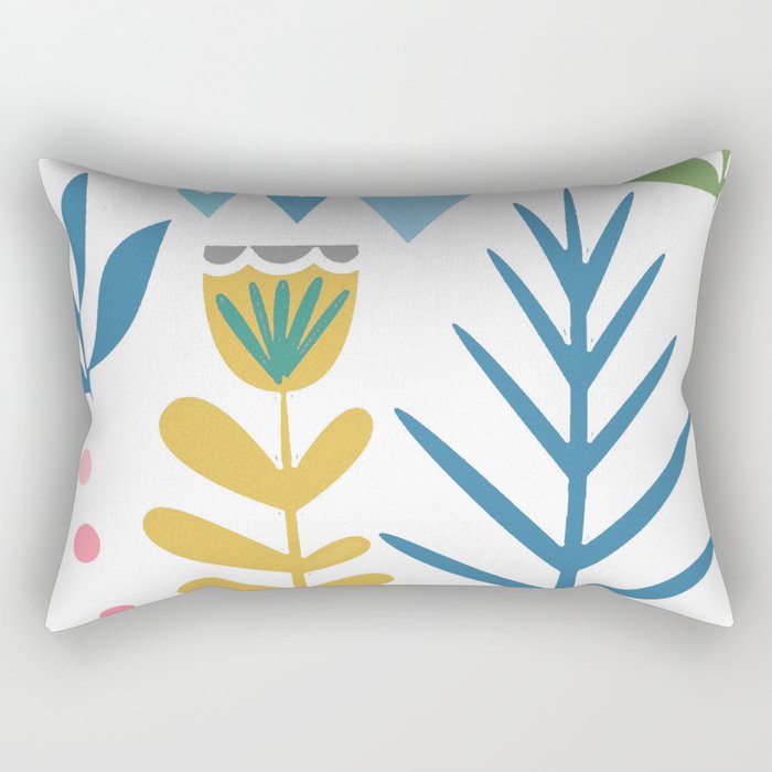 Cozy Scandinavian Minimal Hygge Floral Rectangular Pillow