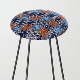 Zigzag In Red And Blue Counter Stool