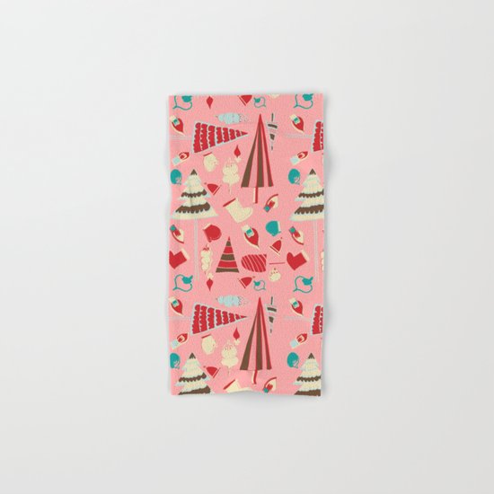 Vintage Christmas Pink Hand & Bath Towel