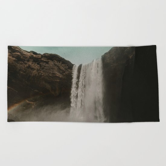 Iceland Waterfall x Skógafoss Beach Towel