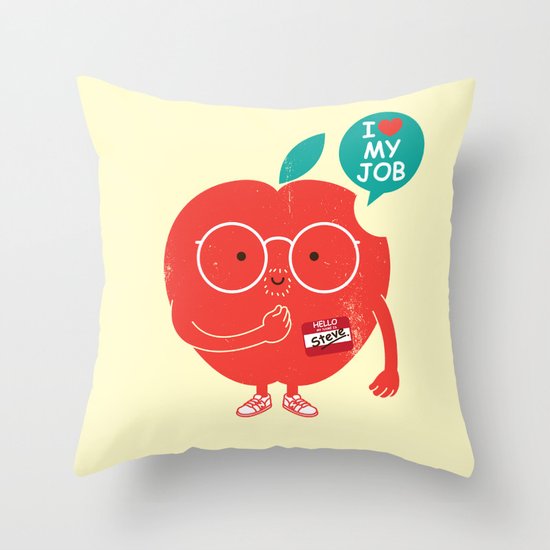 Steve love his job Throw Pillow