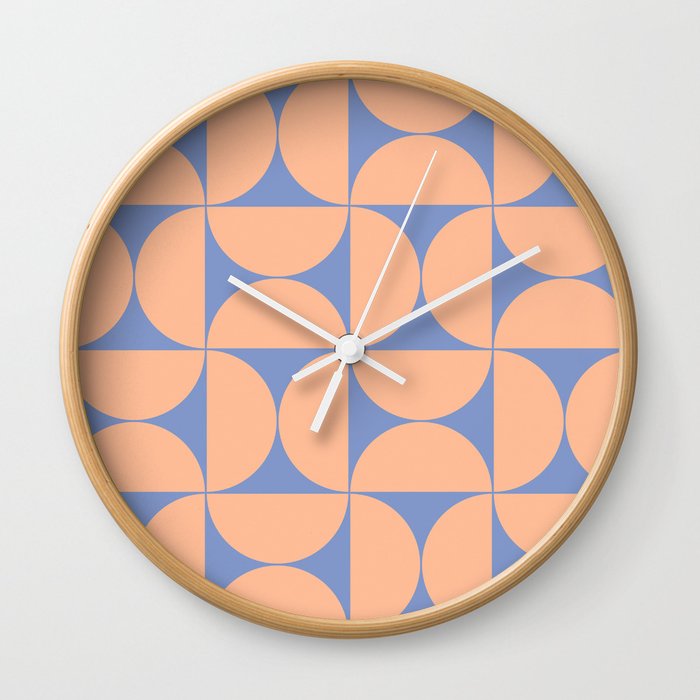 Mid-Century Modern Pattern No.61 - Grapemist and Peach Fuzz Wall Clock