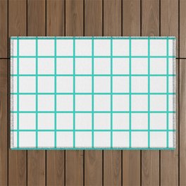 GRID DESIGN (TURQUOISE-WHITE) Outdoor Rug