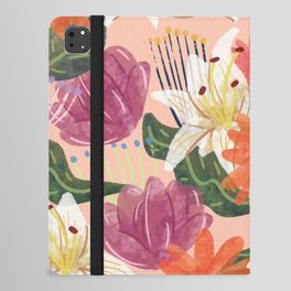 peach watercolor floral pattern iPad Folio Case