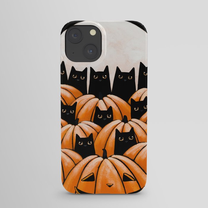 Black Cats in the Pumpkin Patch iPhone Case