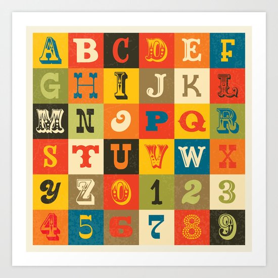 VINTAGE ALPHABET Art Print