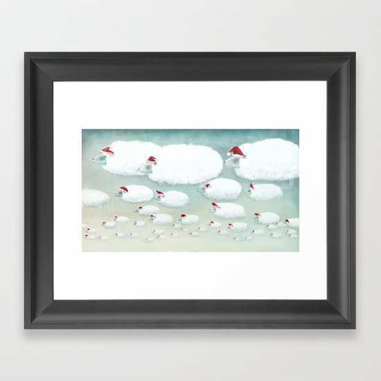 Christmas Cloudy Sheep Framed Art Print