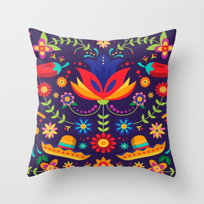 Mexican Embroidery Throw Pillow
