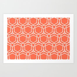 Tangerine and White Overlapping Shape Tile Pattern 2 - DE 2022 Trending Color Often Orange DE5132 Art Print