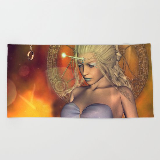 Beautiful unicorn women Beach Towel