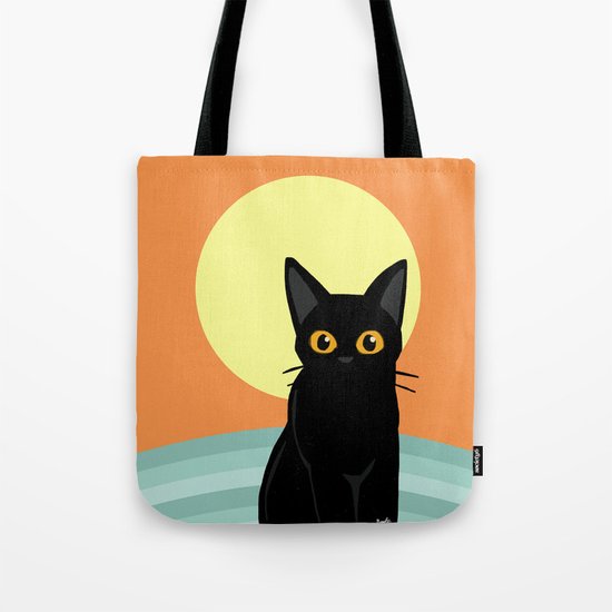 Sunset and cat Tote Bag