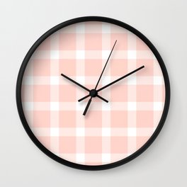 MYTHICAL retro warm pink and white plaid check pattern Wall Clock