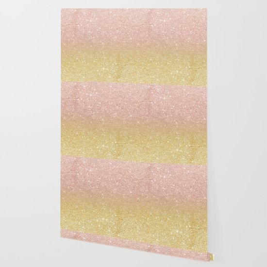 Modern Rose Gold Glitter Ombre Gold Glitter Wallpaper By