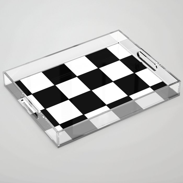 Checkered,black and white checked pattern.Gingham. Acrylic Tray