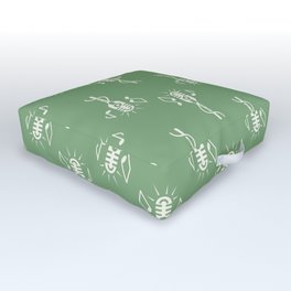 Retro Microphone Pattern on Vintage Green Outdoor Floor Cushion