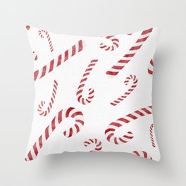 Candy Cane Dreams - red and white pattern Throw Pillow