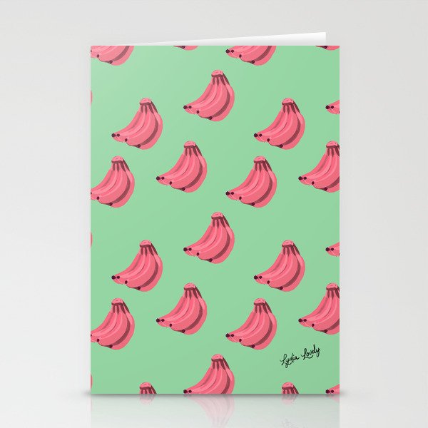 Bananas pink-green background Stationery Cards