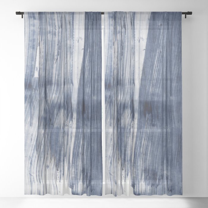 Navy Blue Abstract Painting EIGHTEEN Sheer Curtain