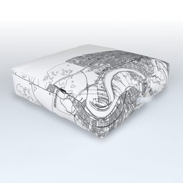 New Orleans White Map Outdoor Floor Cushion