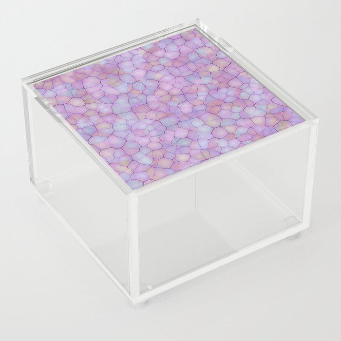 Abstract seamless background of colorful spots like paving stones or mosaic glass. Imitation of artistic watercolor drawing pattern in form of network with multi-colored cells Acrylic Box