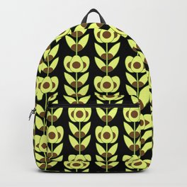 Modern Avocado Flowers Backpack | Vegandesign, Modernfloral, Veganpattern, Avocadopattern, Graphicdesign, Modernflowers, Avocadoart, Black, Avocado, Yellow 