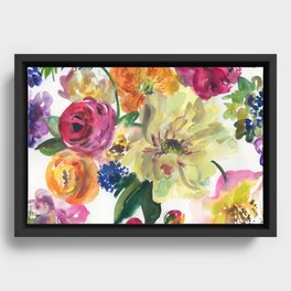 yellow peony in bouquet Framed Canvas