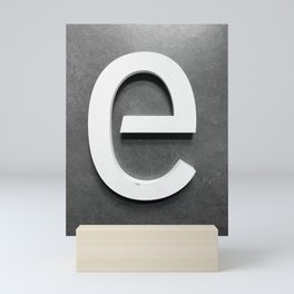 Vintage 3D sign letter E. Photo art. Black and white colored. Mini Art Print