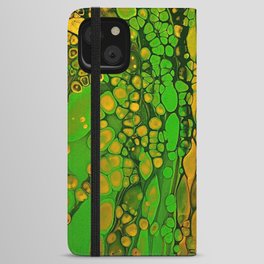 Abstract Acrylic Pour Art - Lime iPhone Wallet Case